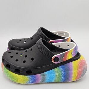 Crocs Classic W 6 Crush Rainbow Spray Dye Clog Platform Shoe Iconic Comfort M4